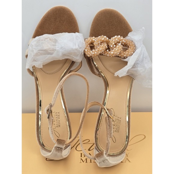 NIB Jewel Badgley Mischka Womens Tailani Open-toe Stiletto Heels - Sand - Size 6 - Picture 9 of 12